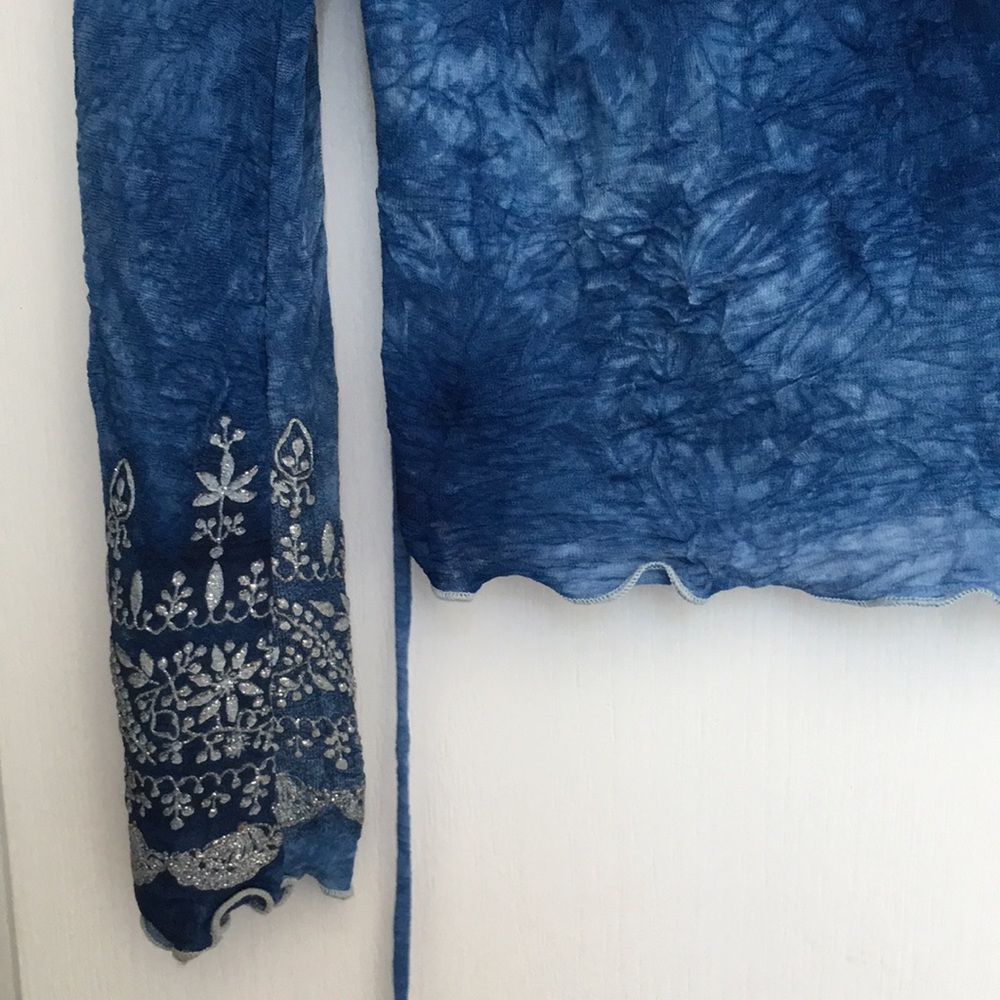 FANG 100% Polyester Blue long Sleeve Sequined Top - Picture 5 of 6